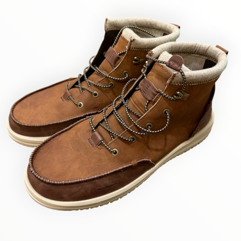 Heydude Bradley Classic Tumbled Boots Men Size 14 Brown New Lightweight Moc Toe